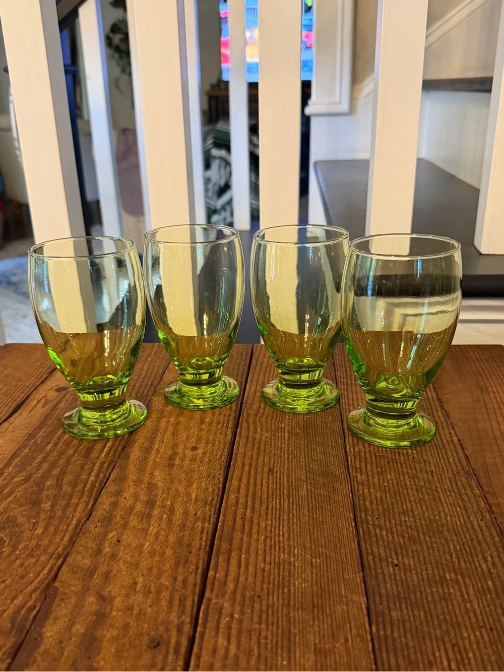 Set of 4 Vintage Green Glass Goblets